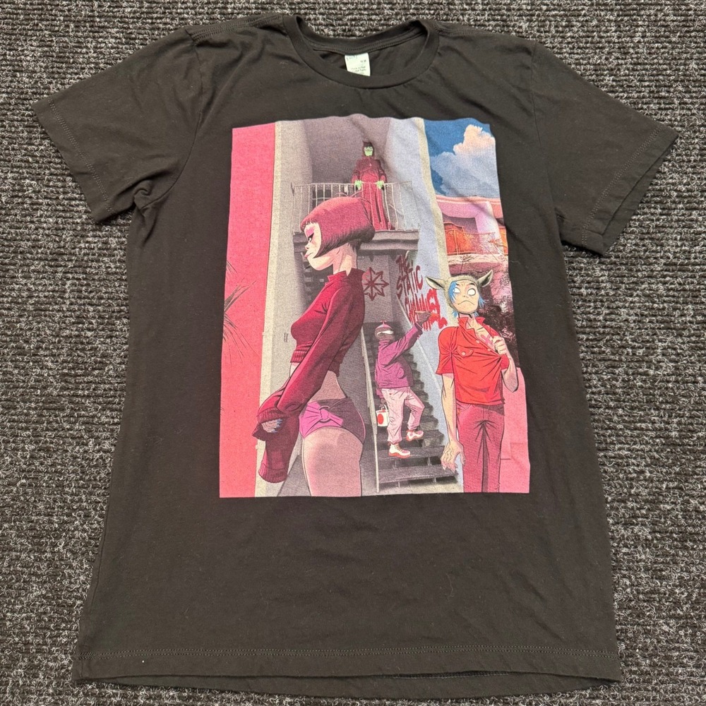 Gorillaz Cracker‎ Island The Static Channel Black Graphic T-Shirt Mens Medium